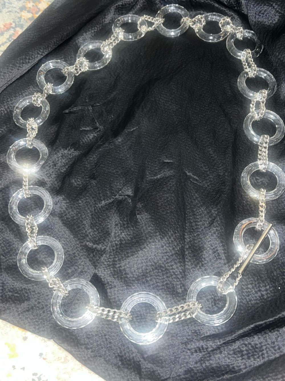 Vintage MOD lucite and silver  chain Link belt- rare item!